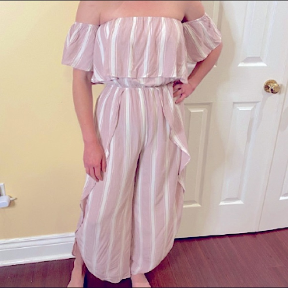 NWOT gorgeous white and pink jumpsuit